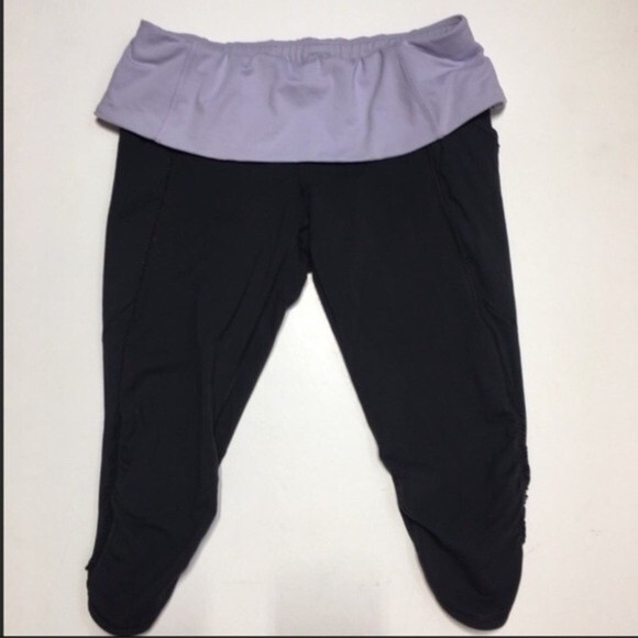 Lululemon Nothing To Hide Crop Black And Lilac 6 - Picture 2 of 8